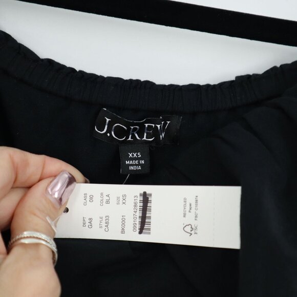 J. Crew Ruffle Top Womens XXS Black Boho Romantic Feminine Resort Vacation NWT - Picture 3 of 12